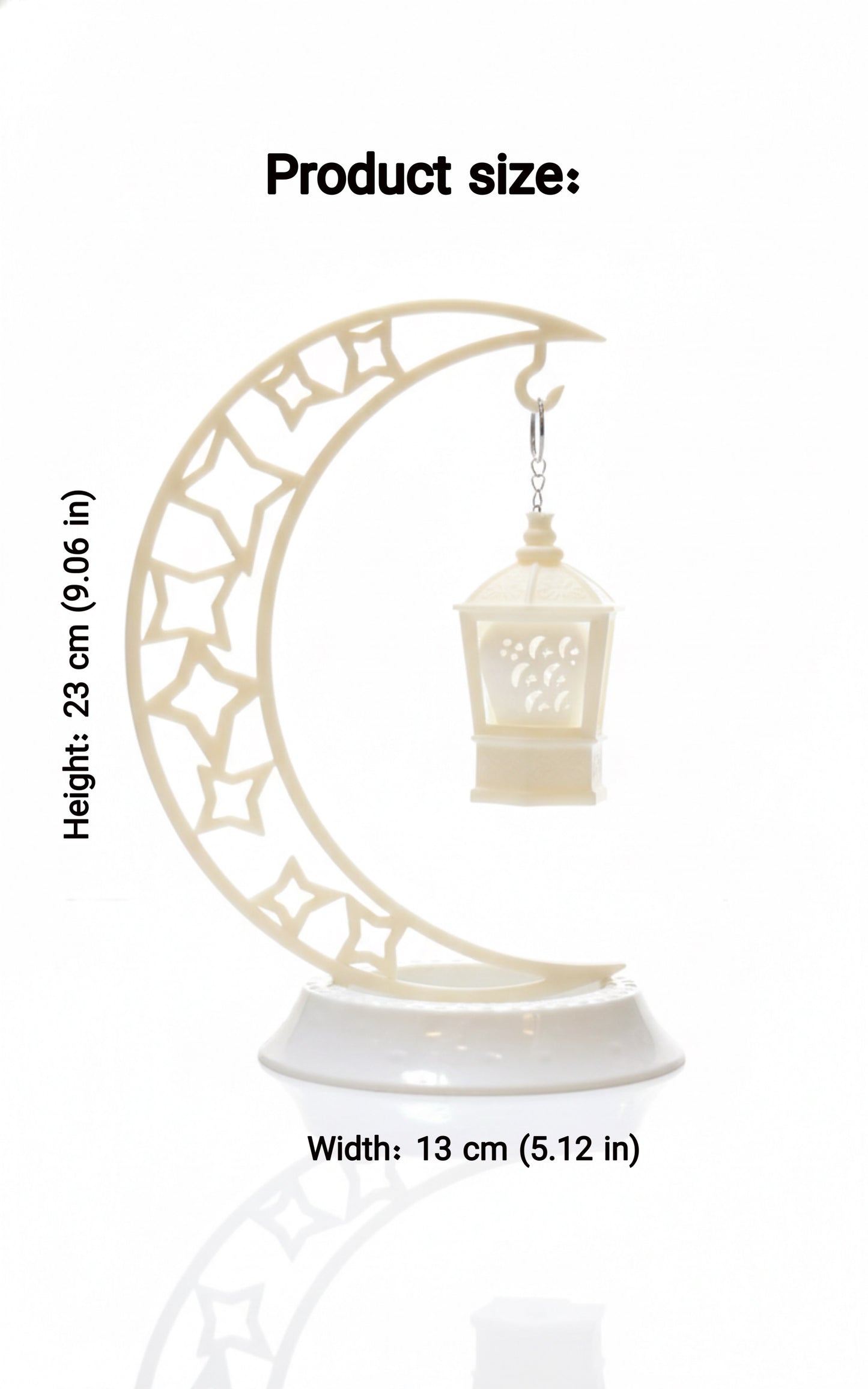 White Plastic Ramadan Crescent Moon with Lantern Decoration