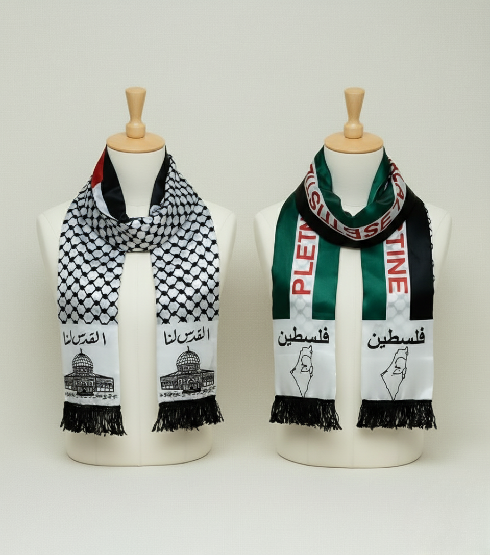 وشاح ساتان مستوحى من الثقافة الفلسطينية