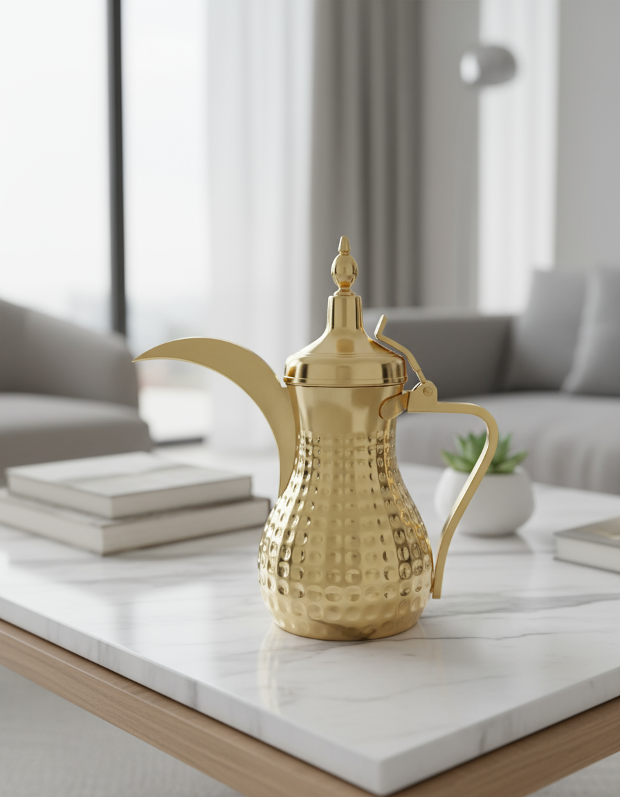 Traditional Arabic Coffee Pot – Handmade Copper Dallah for Arabic Coffee
