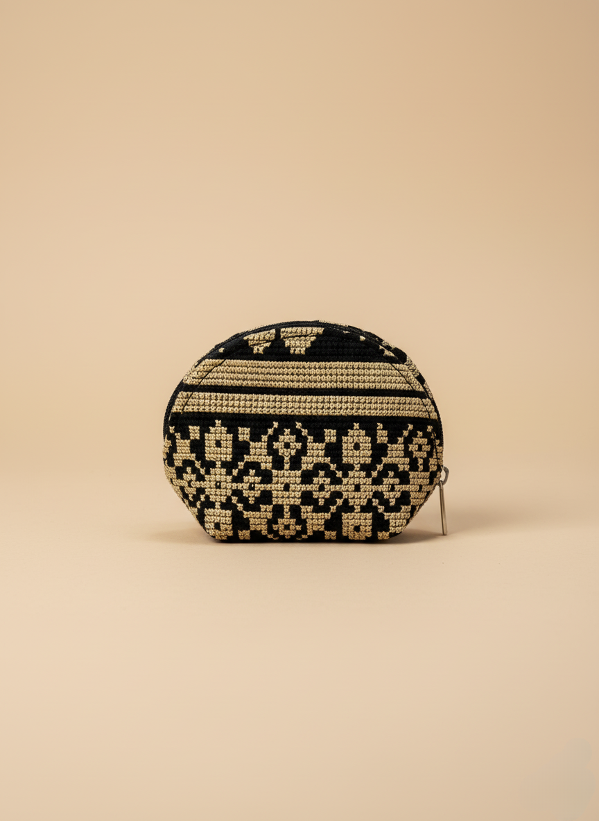 محفظة نقود نسائية دائرية مطرزة - متعددة الألوان