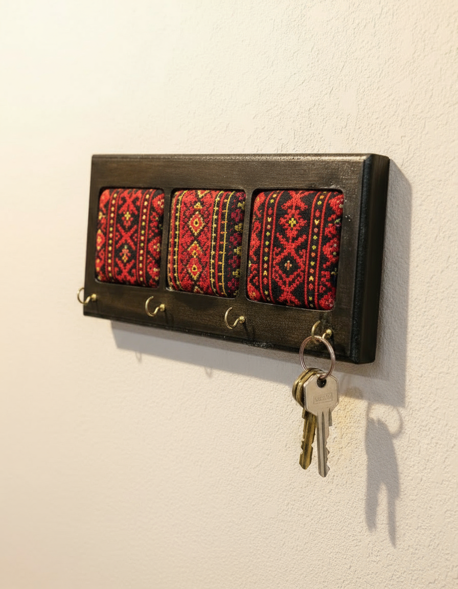 Embroidered Wooden Keychain