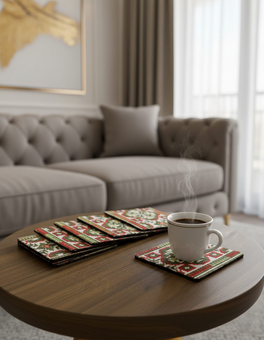 Embroidered Fabric Coasters | Lightweight & Colorful