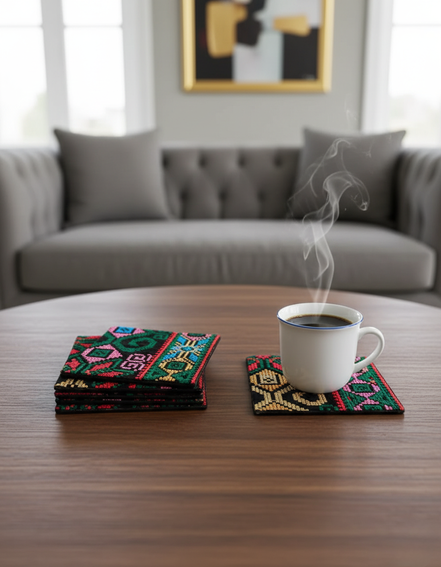Embroidered Fabric Coasters | Lightweight & Colorful