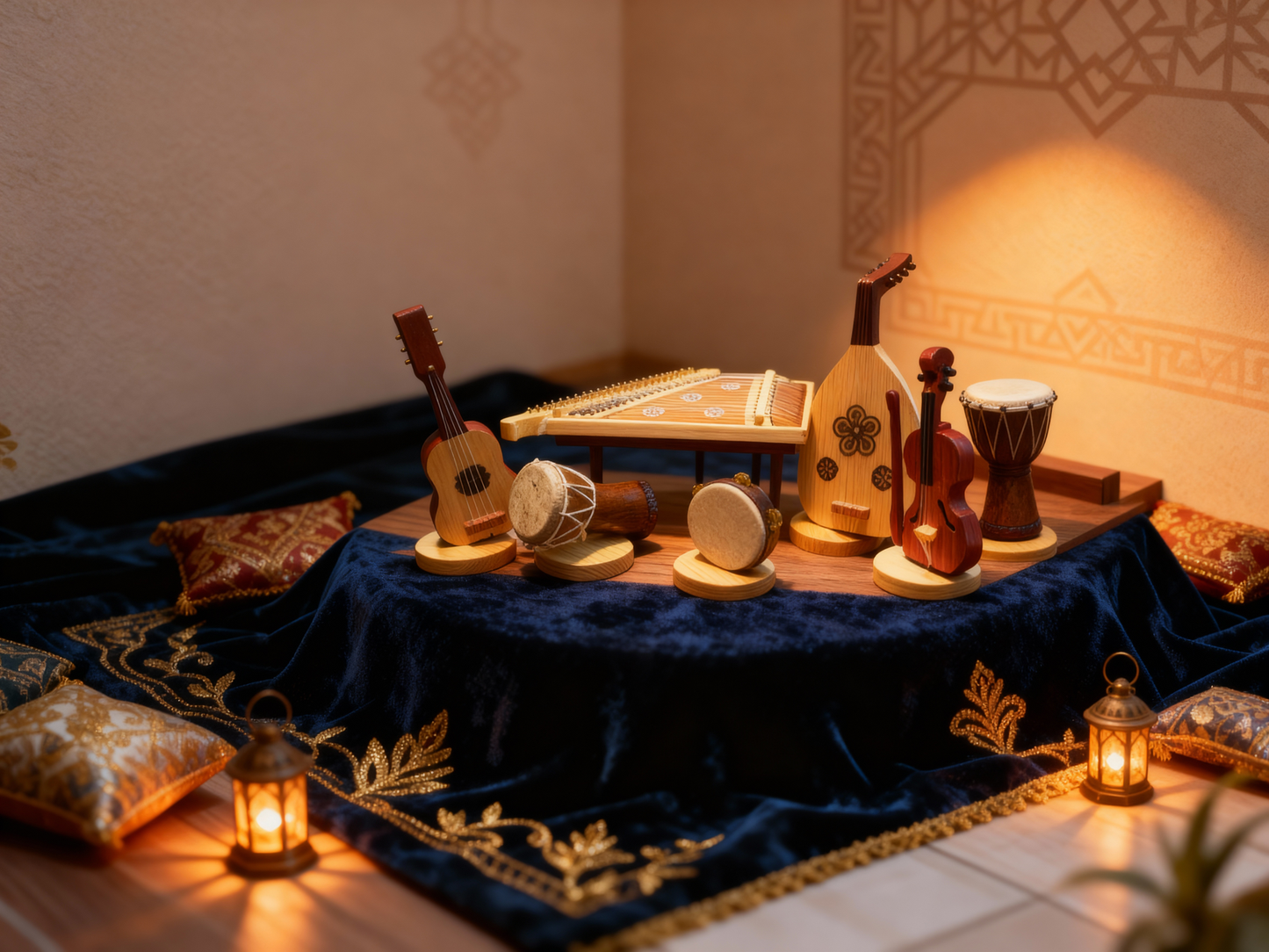 تمثال طبلة بإطار خشبي مصنوع يدويًا (الطبلة).