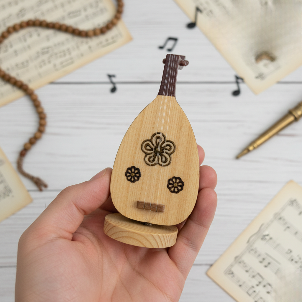 Mini Wooden Oud | Handcrafted Decorative Figurine