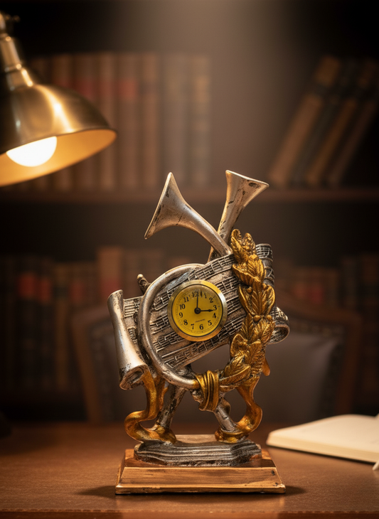 ساعات صغيرة مصنوعة يدويًا بموضوعات حب - قطع ديكورية على شكل بوق ودراجة