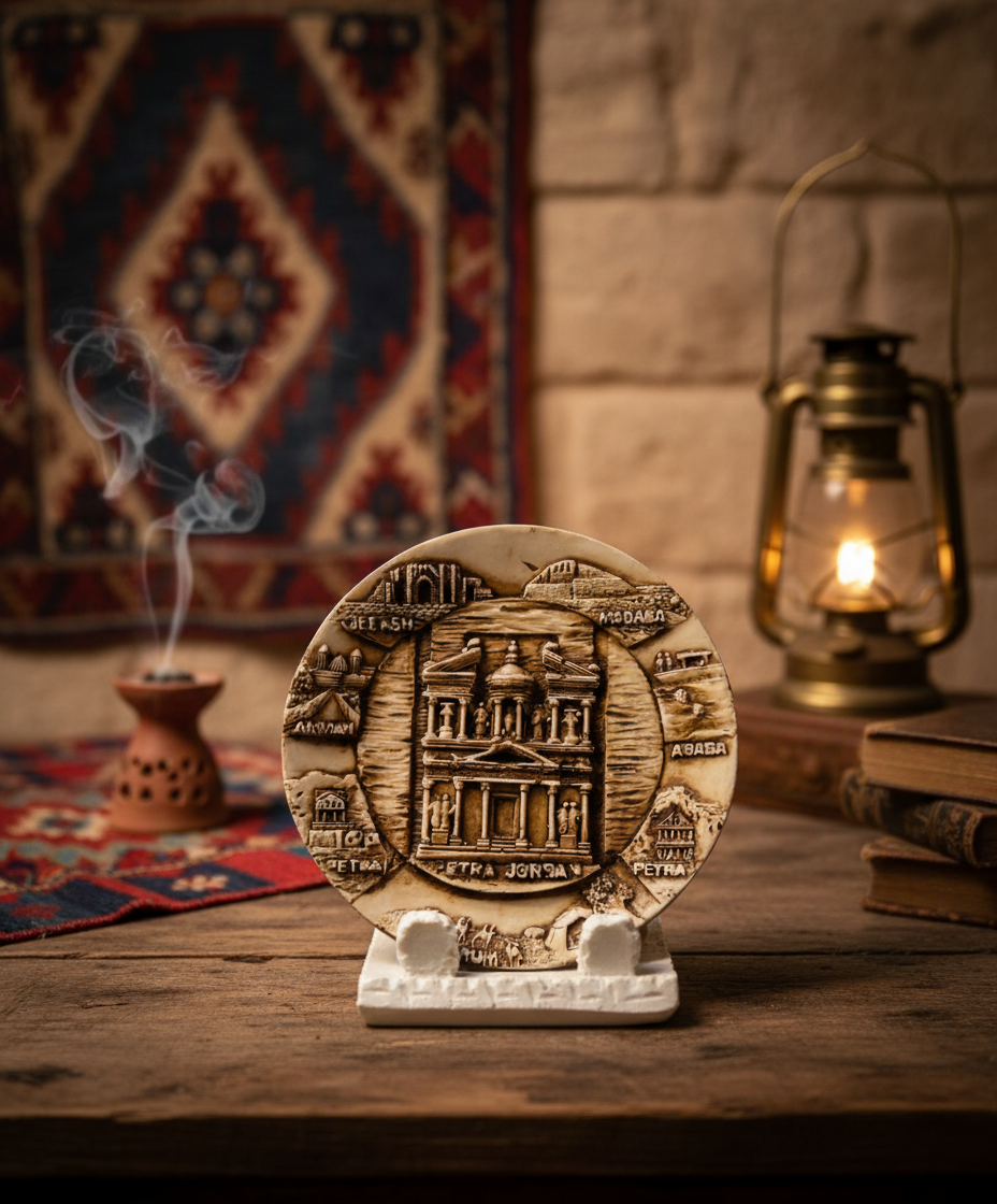 Petra Bone Plate - Hand Carved Jordanian Souvenir | UNESCO Heritage Gift