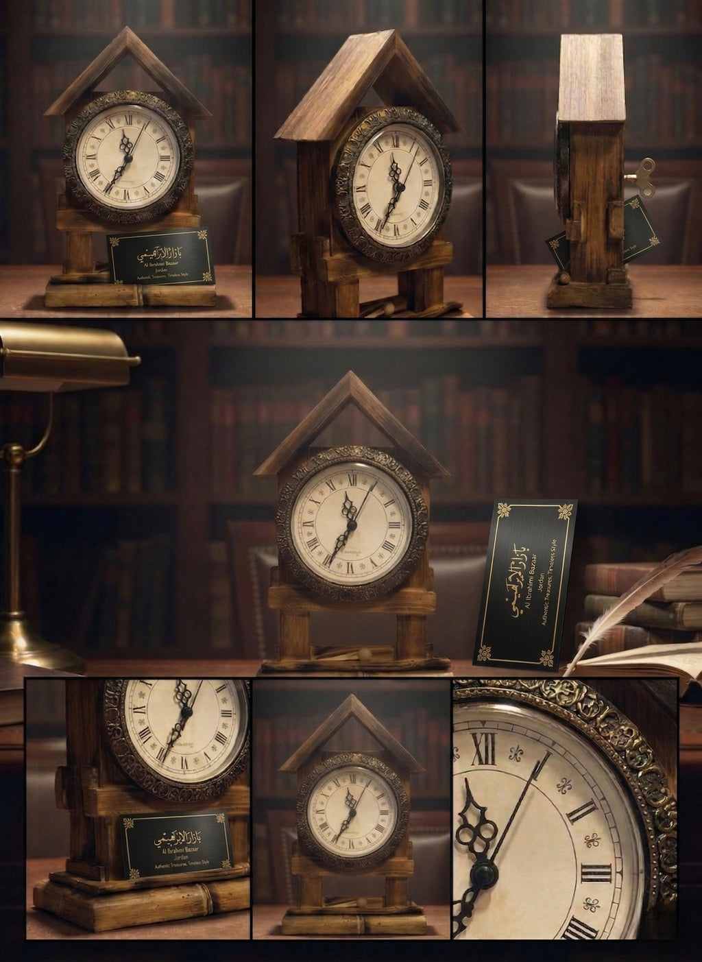 Handcrafted Mini Wooden Cabin Clock – Decorative Palm-Sized Wooden Piece