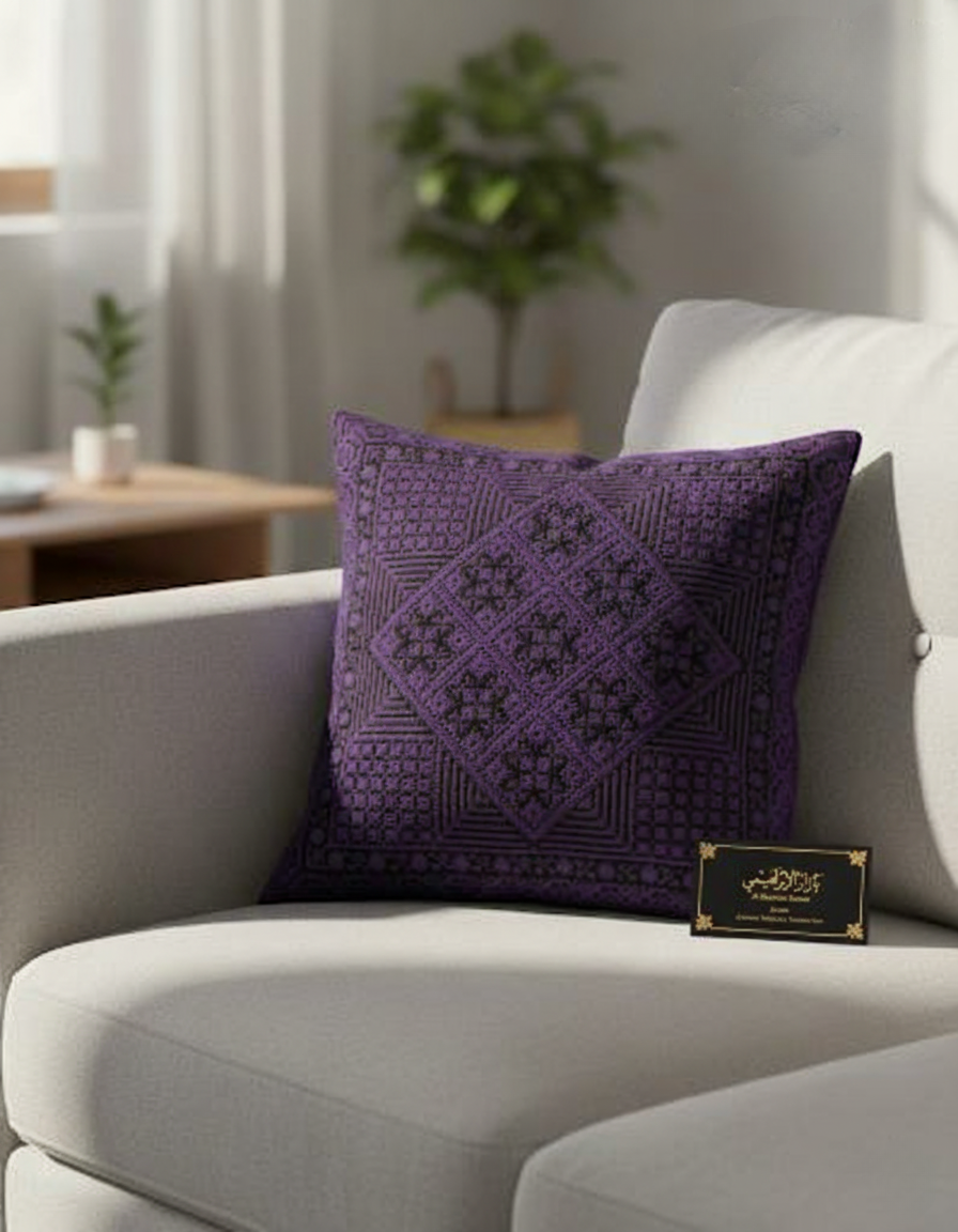 Embroidered Square Pillow Cover, 18x18 Decorative Cushion Case with Hidden Zipper, Boho Cotton Linen, Sofa/Bed