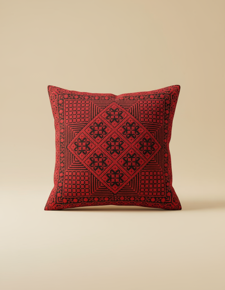 Embroidered Square Pillow Cover