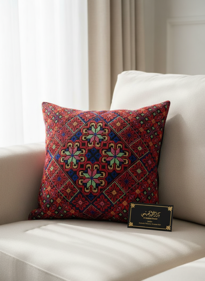 Embroidered Square Pillow Cover