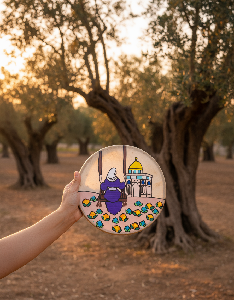 Tambor Daf con diseños tradicionales