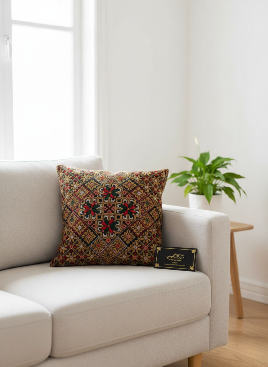 Embroidered Square Pillow Cover