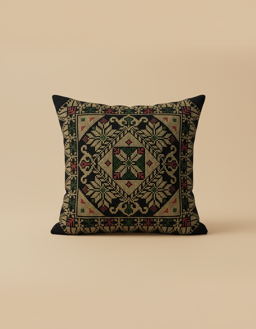 Embroidered Square Pillow Cover