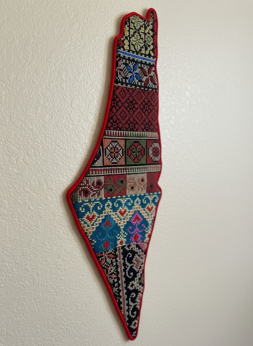 Embroidered Map of Palestine Wall Art
