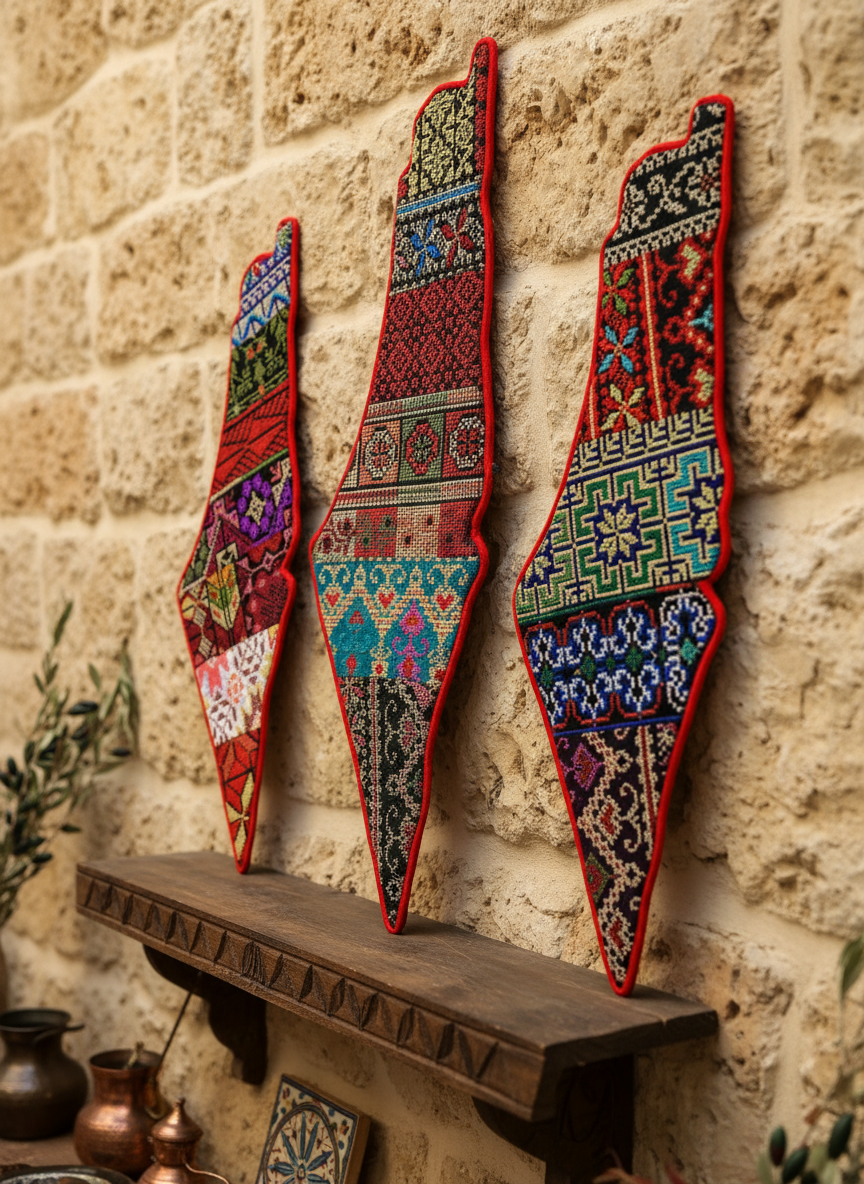 Embroidered Map of Palestine Wall Art