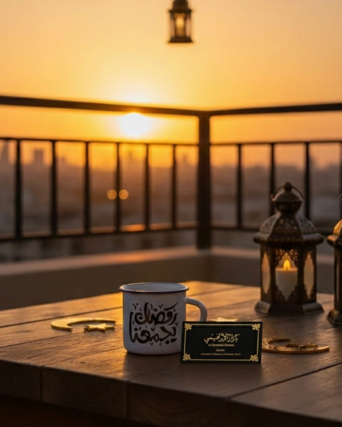 Ramadan Yajma'una Coffee Cup - Handcrafted Arabic Calligraphy