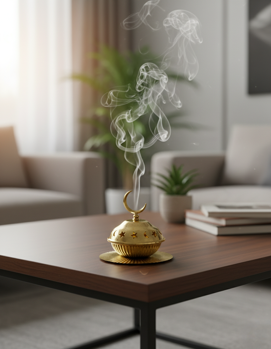 Mini Round Gold-Tone Stainless Steel Incense Burner