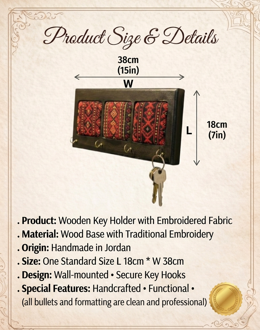Embroidered Wooden Keychain