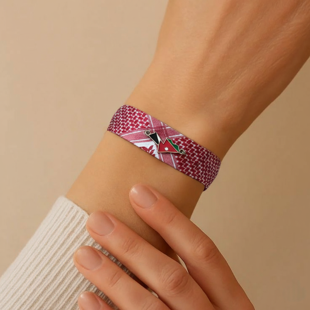 أساور قماشية من جوردان - أساور للجنسين بتصميم علم الأردن