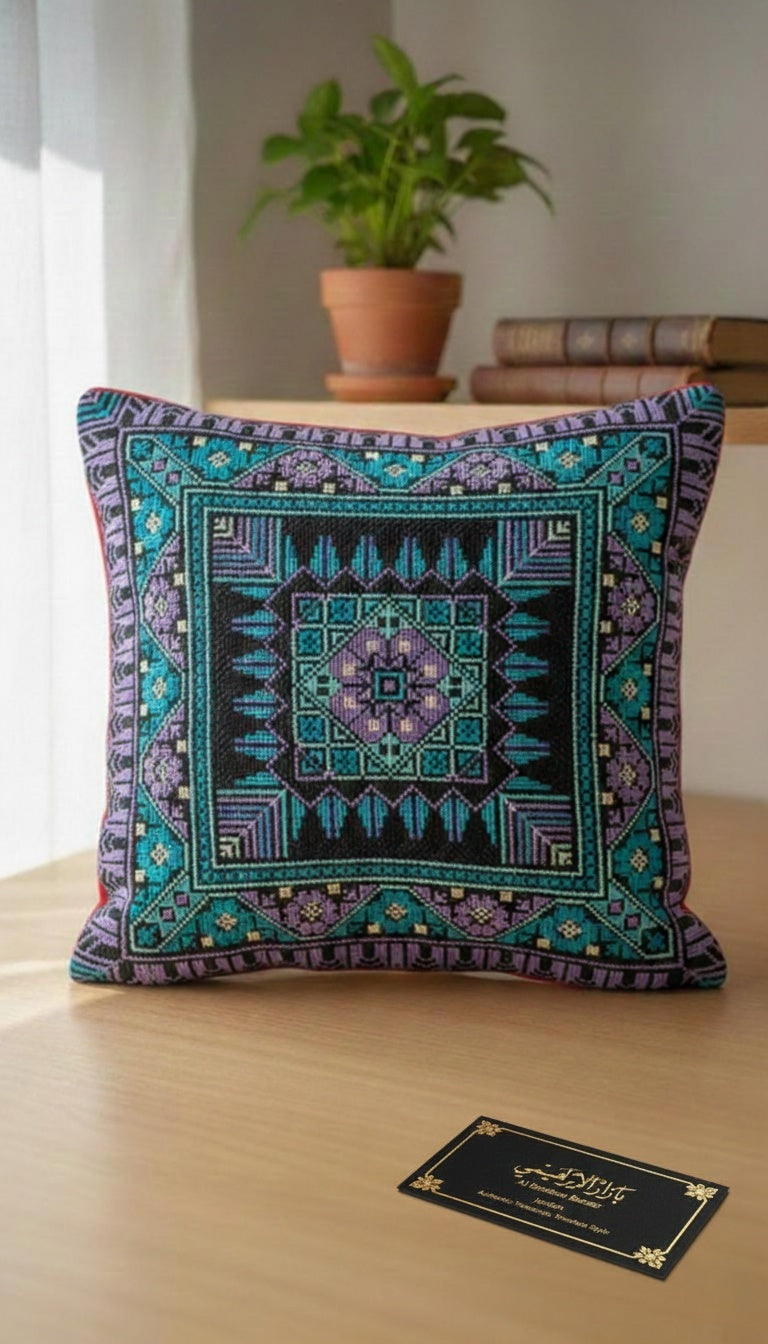 Embroidered Square Pillow Cover -Boho style