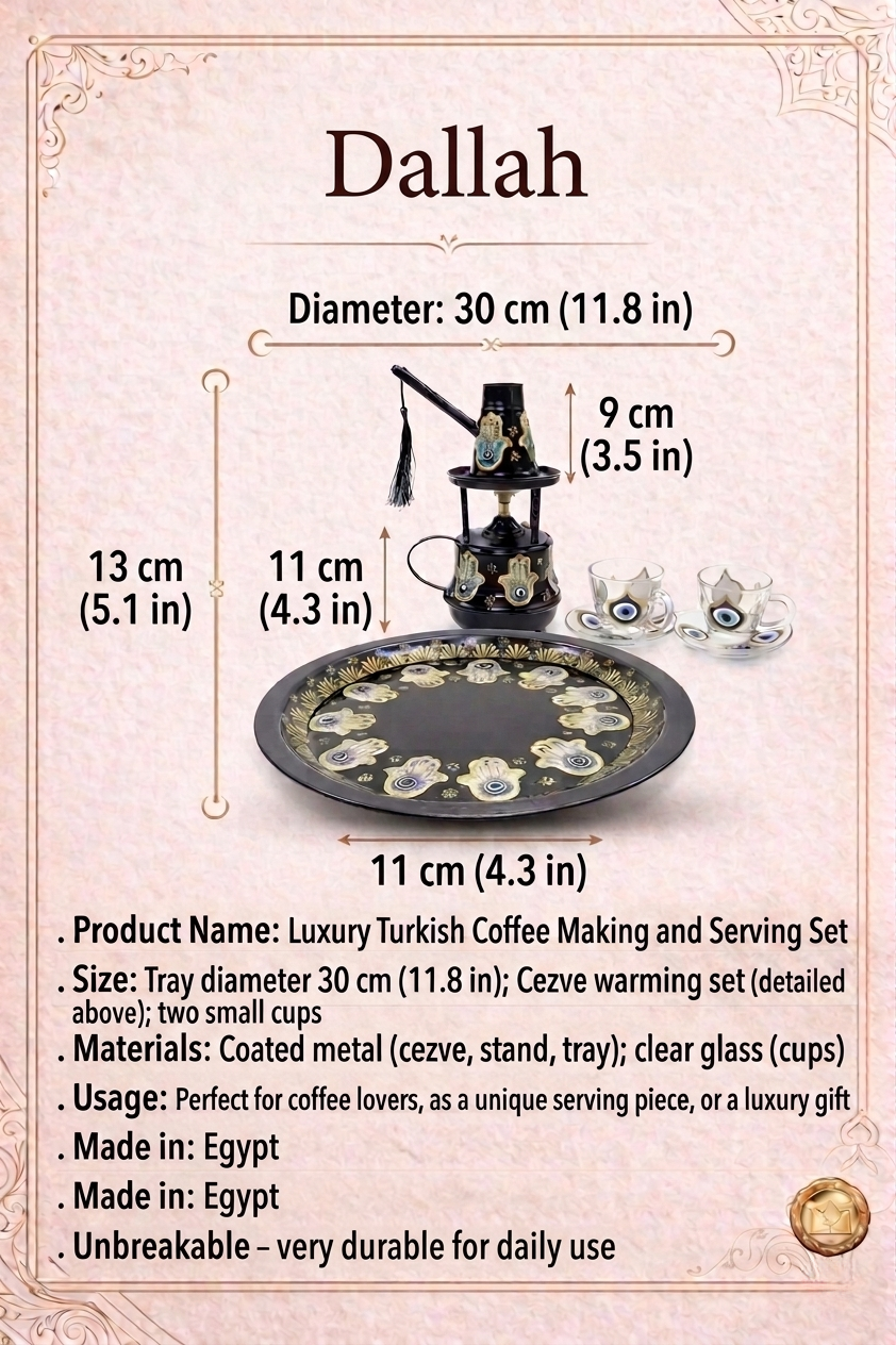 Arabic Coffee Set - Brass Dallah with Warmer & Glass Cups