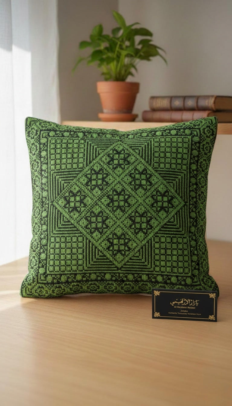 Embroidered Square Pillow Cover, 18x18 Decorative Cushion Case with Hidden Zipper, Boho Cotton Linen, Sofa/Bed