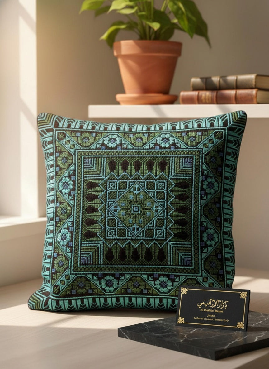 Embroidered Square Pillow Cover -Boho style