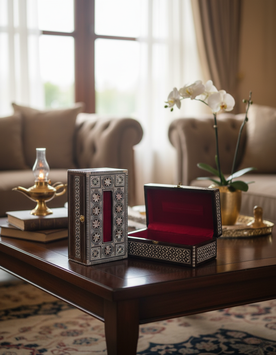 Egyptian Mosaic Shell Tissue Box | Decorative Napkin Holder