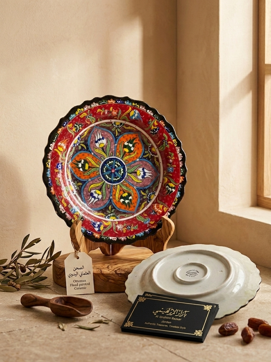 Ottoman Hand-Painted Ceramic Plate | Turkish Decorative Plate