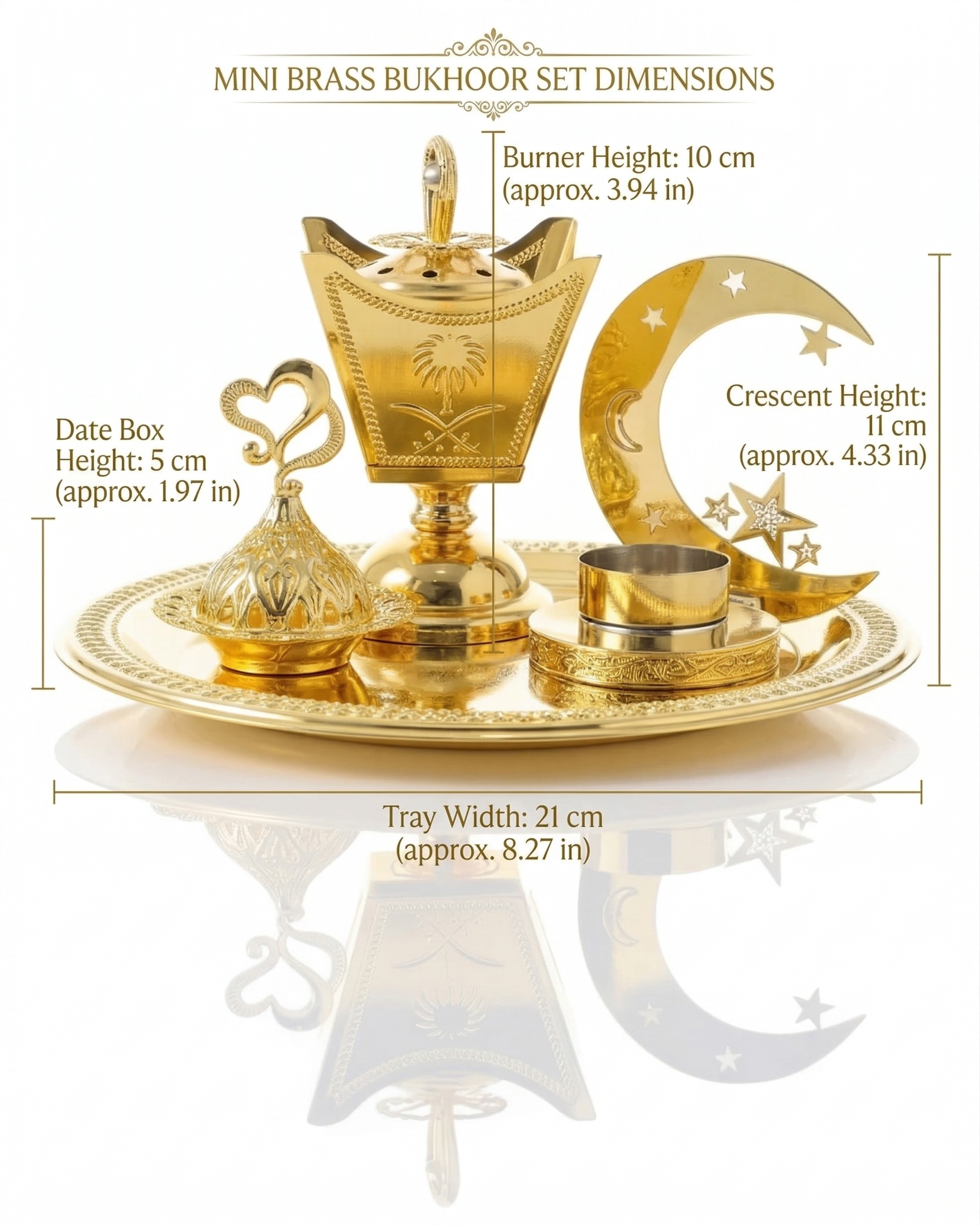 Mini Brass Serving Tray Set - Traditional Jordanian Decor