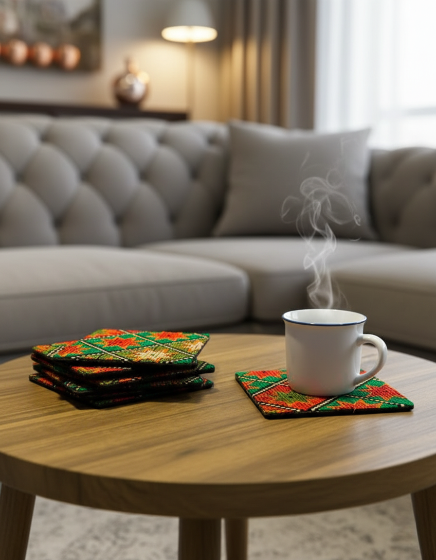 Embroidered Fabric Coasters | Lightweight & Colorful