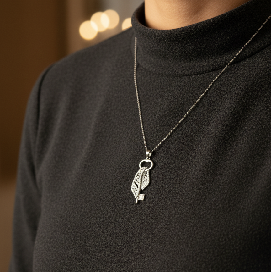 قلادة ذهبية مع مفتاح وقلادة كوفية صغيرة