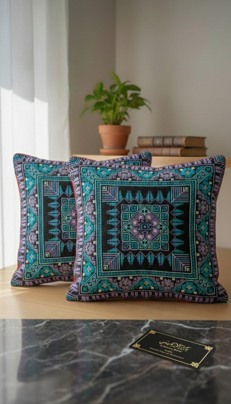 Embroidered Square Pillow Cover -Boho style