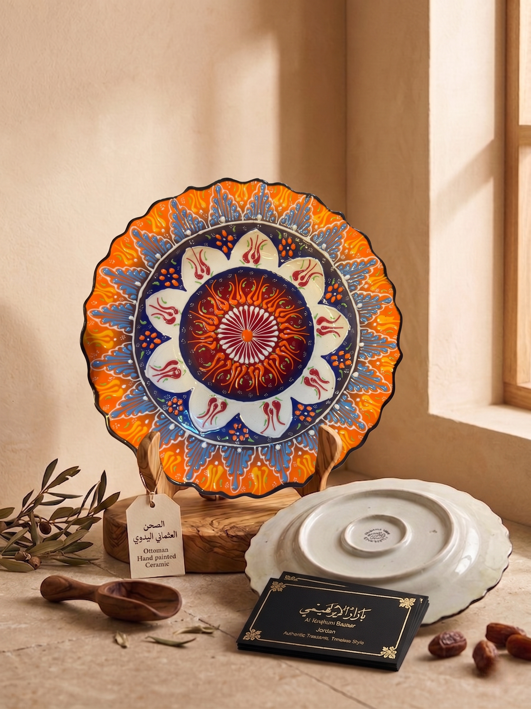 Ottoman Hand-Painted Ceramic Plate | Turkish Decorative Plate