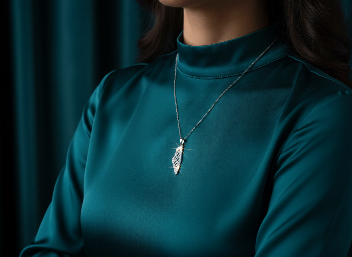 قلادة فضية مع خريطة فلسطين