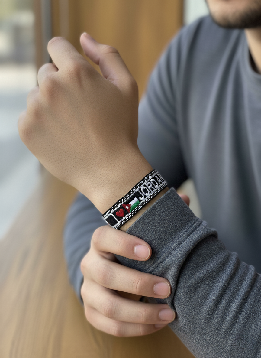 أساور قماشية من جوردان - أساور للجنسين بتصميم علم الأردن