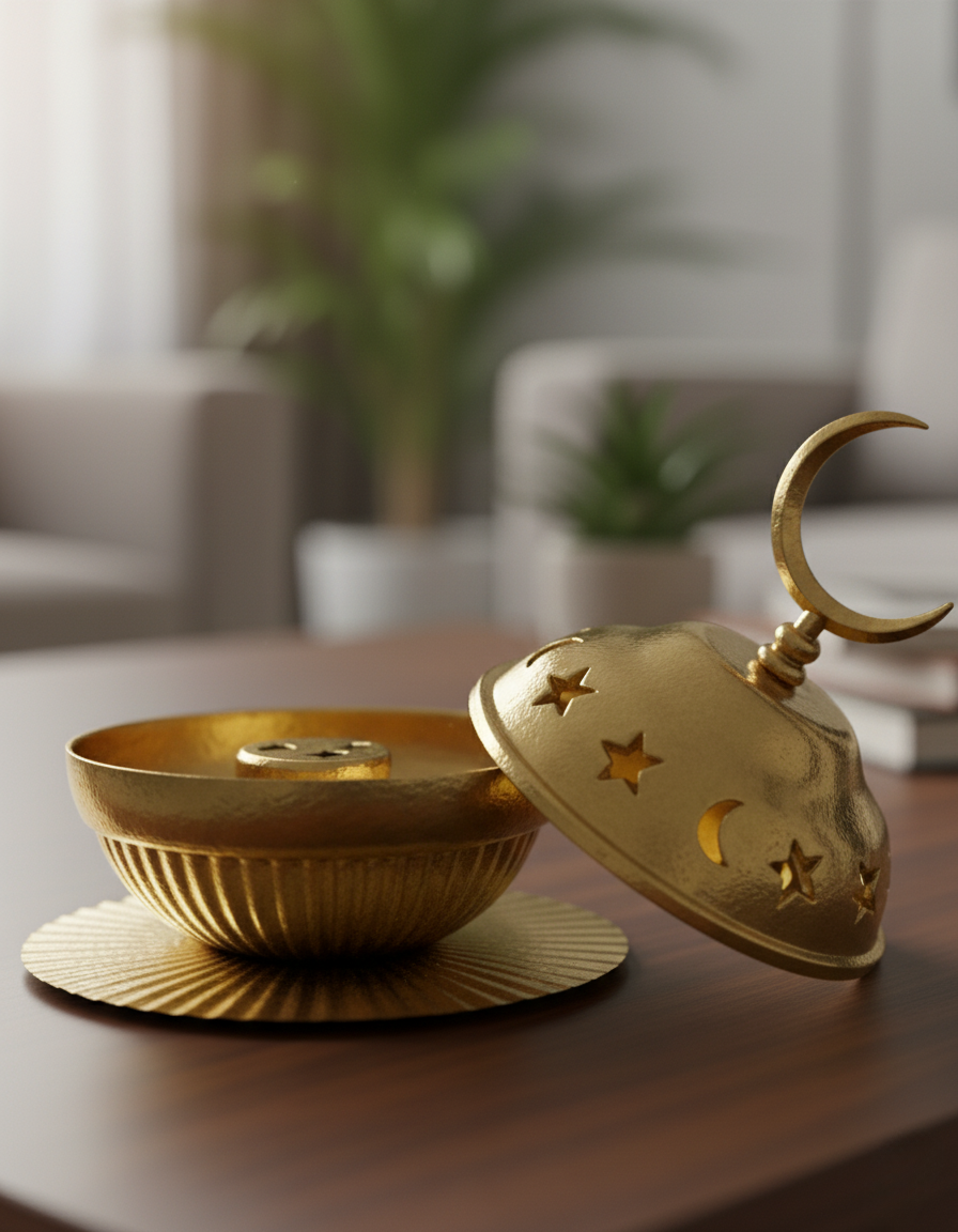 Mini Round Gold-Tone Stainless Steel Incense Burner