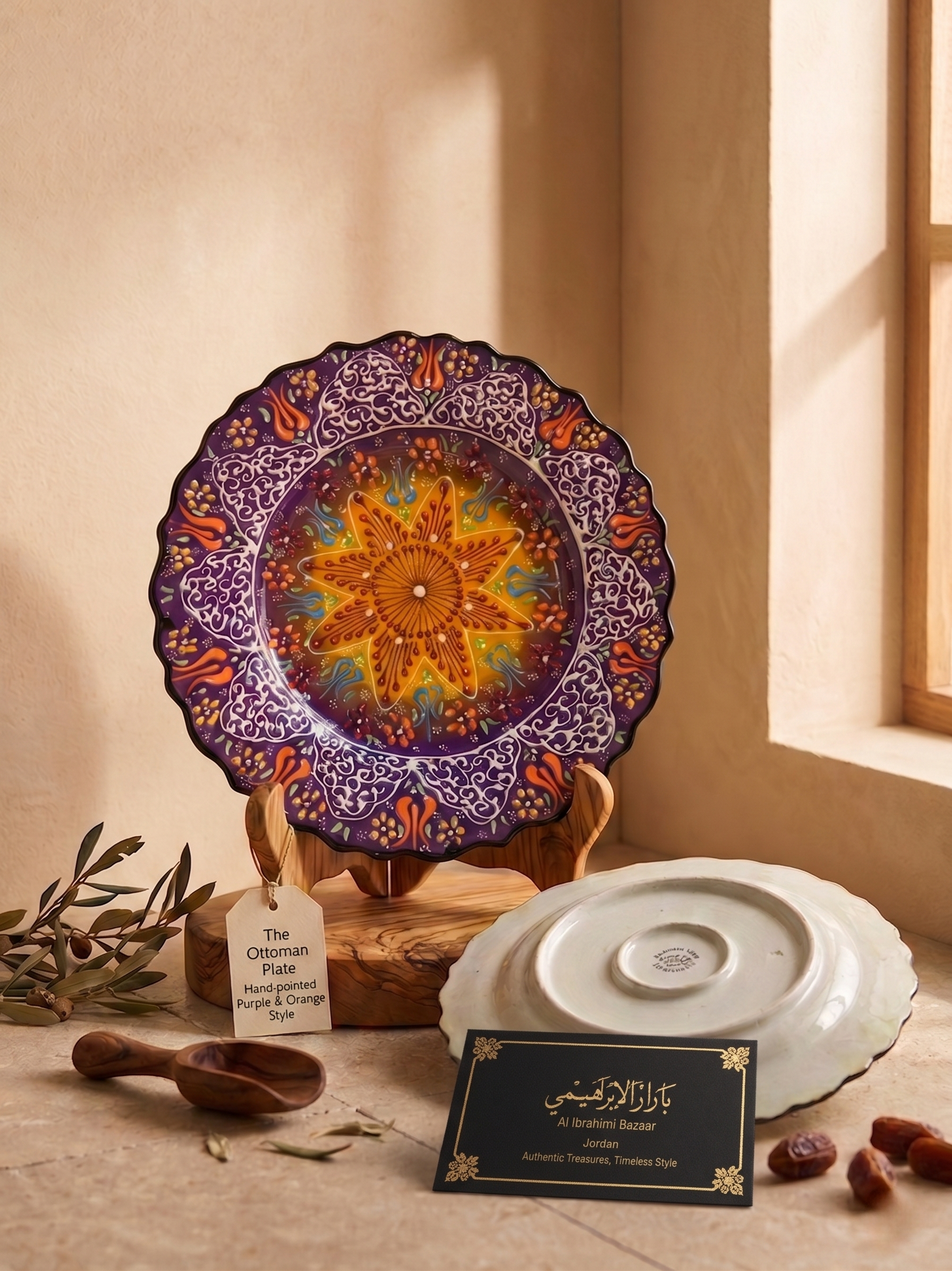 Ottoman Hand-Painted Ceramic Plate | Turkish Decorative Plate
