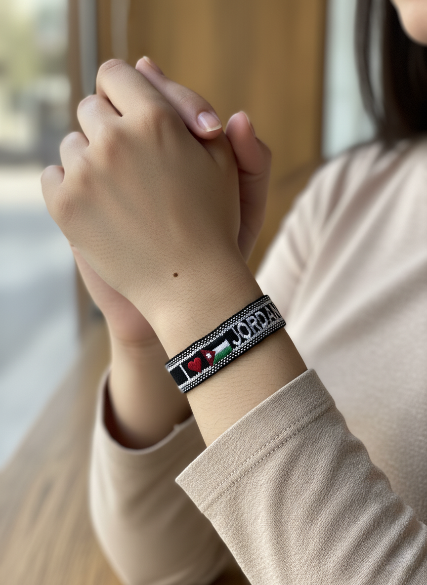 أساور قماشية من جوردان - أساور للجنسين بتصميم علم الأردن