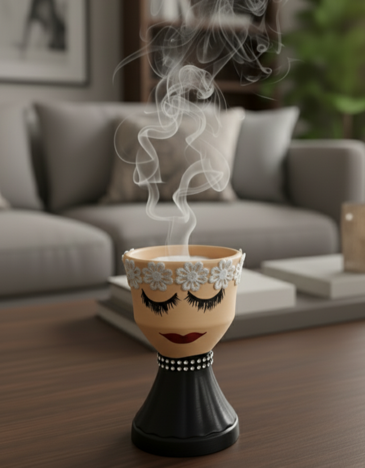 Quemador de incienso de arcilla – Decoración tradicional elegante-مبخرة فخار