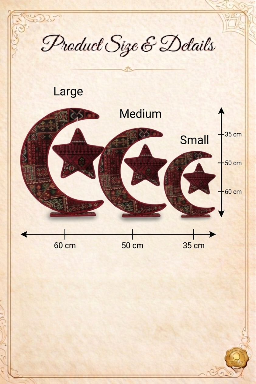 Handmade Crescent & Star Tatreez Wall Hanging – Ramadan 2026 Islamic Home Decor, Eid Mubarak Ornament