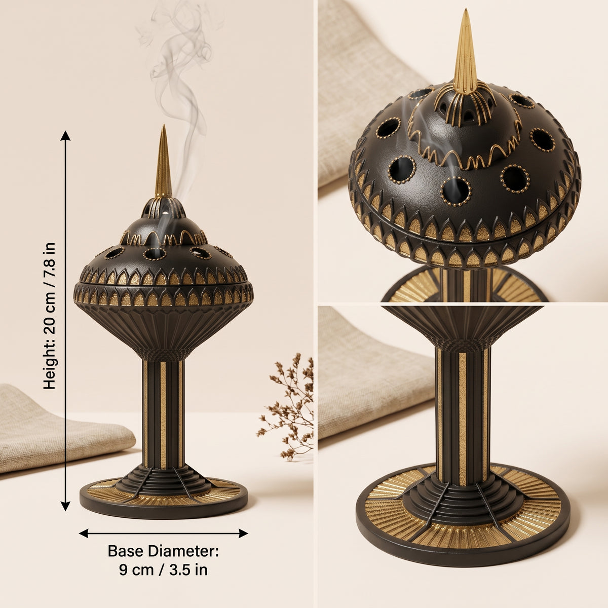 Handcrafted Antique Gypsum Aroma Censer — Hand-Painted Heritage Decorative Burner