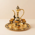 Handcrafted Eastern Style Copper Enamel Display Set — Ornate Pitcher, 6 Cups & Tray Collection