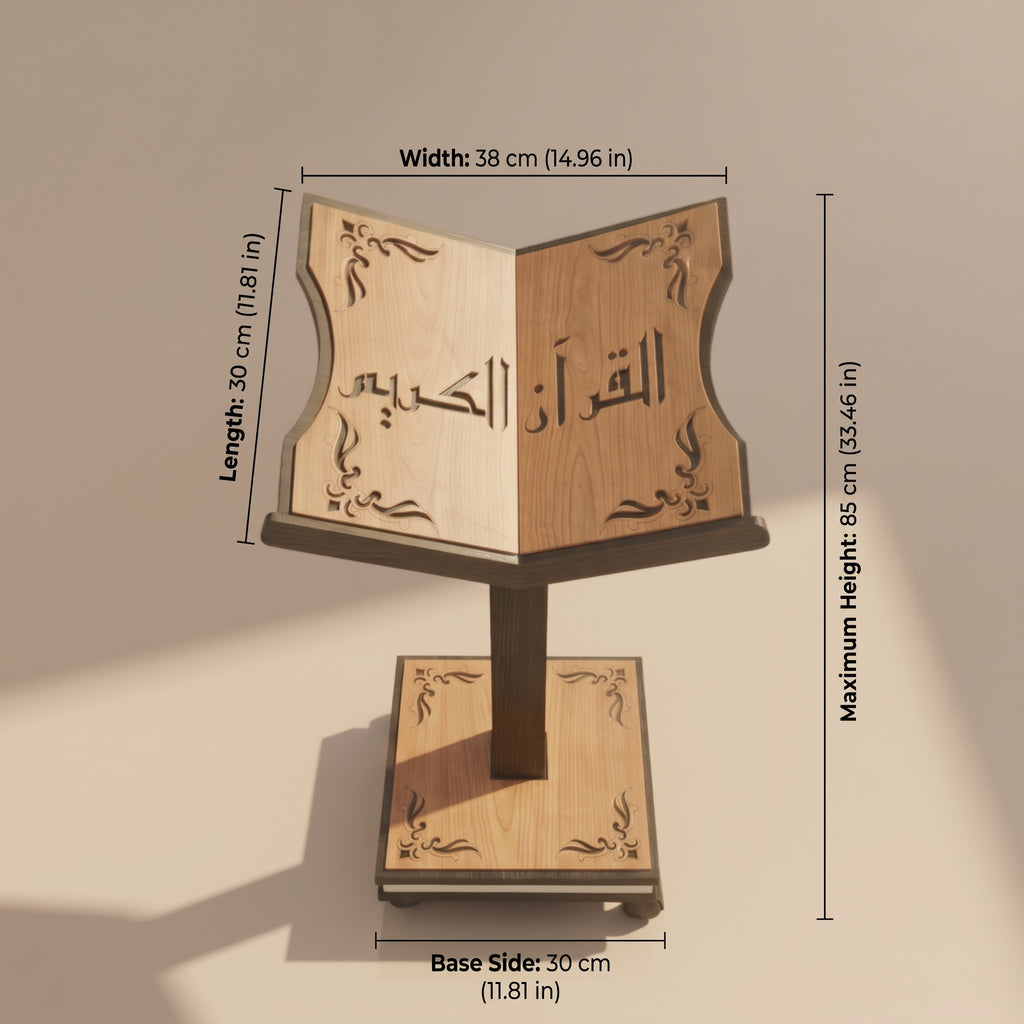 Handcrafted Adjustable Tall Wood Book Stand — Precision Engraved Heritage Display Holder