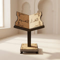 Handcrafted Adjustable Tall Wood Book Stand — Precision Engraved Heritage Display Holder