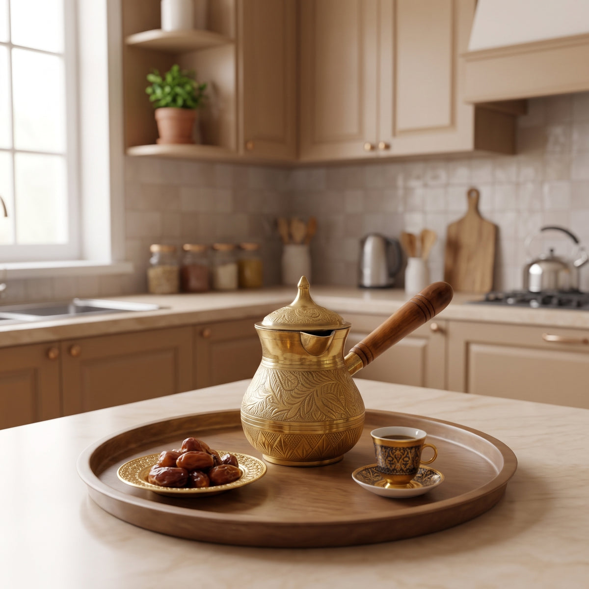 Handcrafted Premium Thick Copper Coffee Pot — Traditional Eastern Style Dallah
