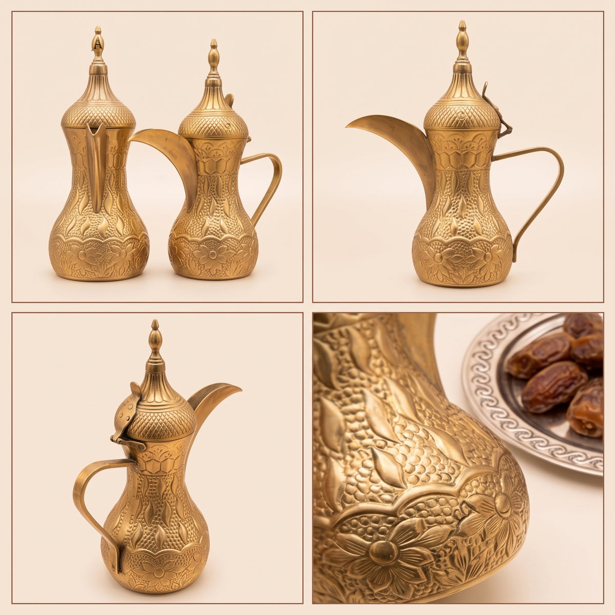 Handcrafted Traditional Brass Dallah — Luxury Eastern Coffee Pot Display Centerpiece
