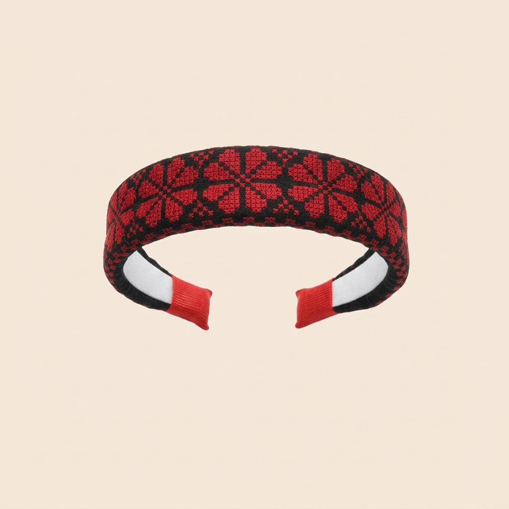 Handmade Embroidered Cotton Hair Headband — Lightweight Heritage Pattern Crown Accessory