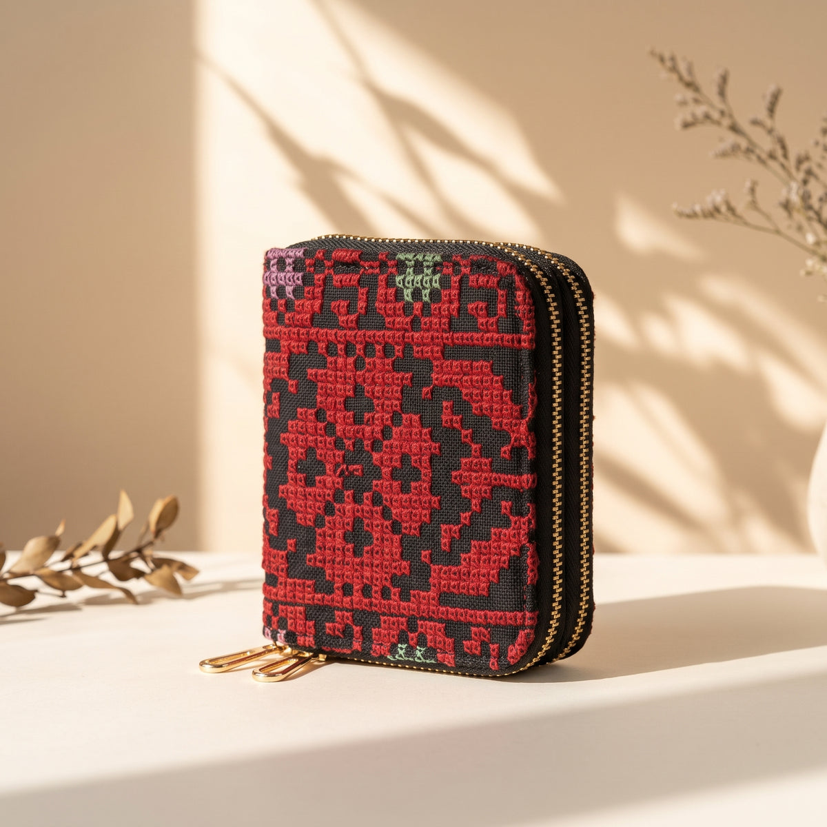 Handmade Embroidered Cotton Women's Wallet — Ultra-Lightweight Zip Pouch (Multiple Sizes)